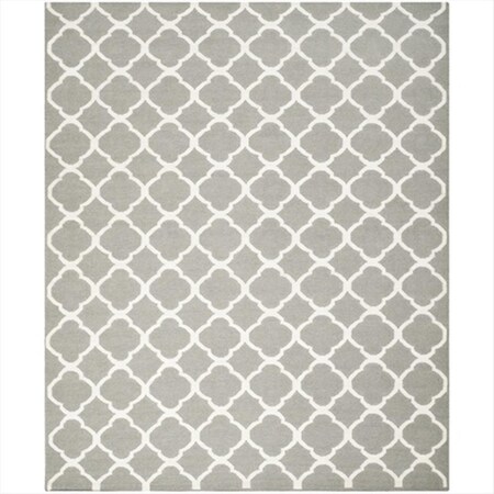 Safavieh 8 x 10 ft. Large Rectangle Contemporary Dhurries- Grey and Ivory- Flatweave Rug DHU627B-8